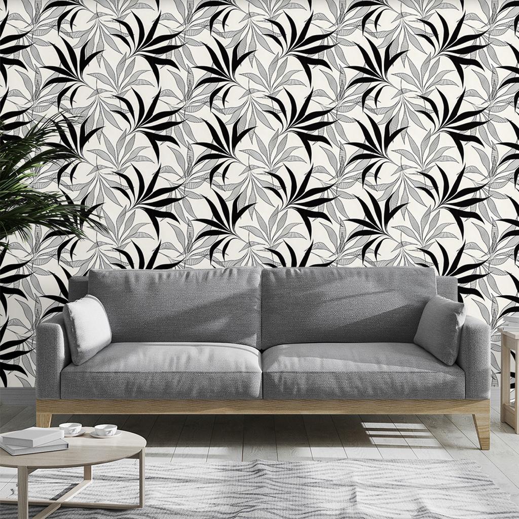 Leaf Boho Peel and Stick Wallpaper Self-Adhesive Vinyl Leaves Contact Paper for Bedroom Bathroom Walls