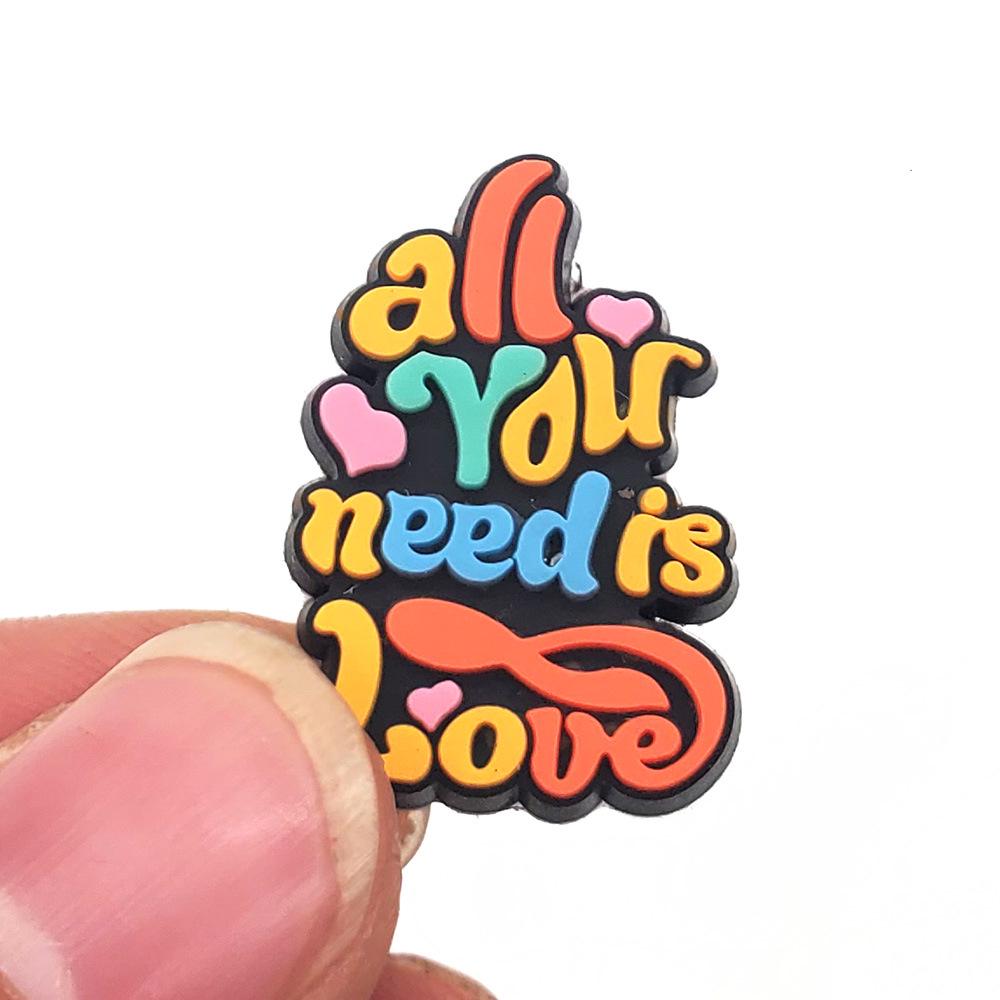 Letter Phrase Series Cartoon Clog Shoe Decorations: Cute PVC Flowers & Buckles