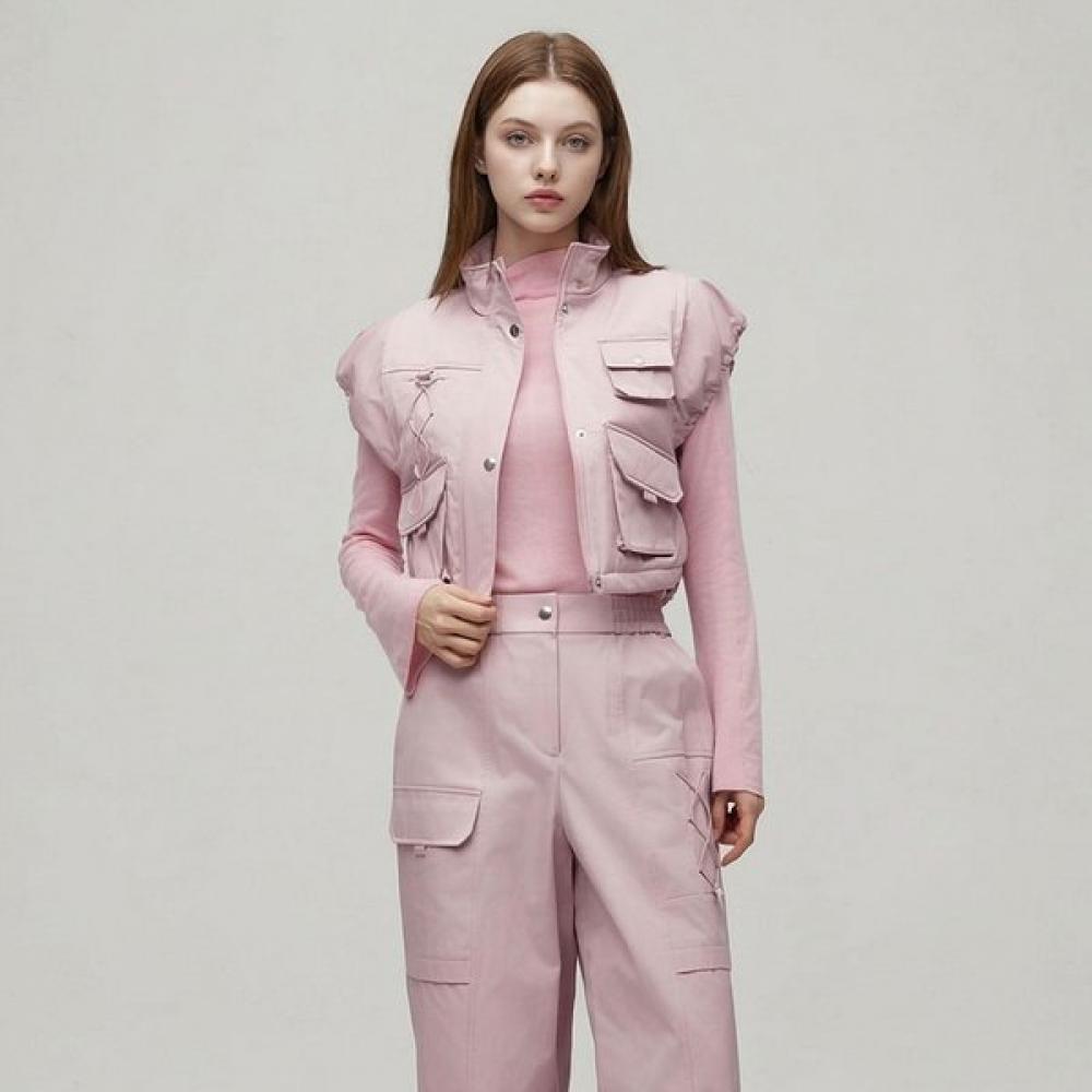 Egoist Ruffle Sleeveless Lace Up Crop Vest  Es1pv160 BK/55