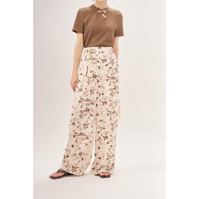 

Женские брюки Mishow, новинка лета 2023, повседневные универсальные брюки с высокой талией, свободные повседневные офисные женские широкие брюки MXC38K0080 L