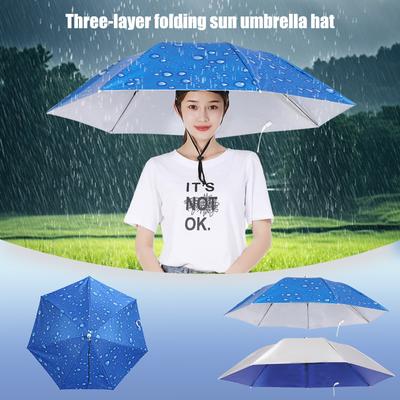 Threefold Umbrella Hat  Umbrella, Summer Rain And Outdoor Fishing Umbrella Hat Head-mounted Umbrella Hat