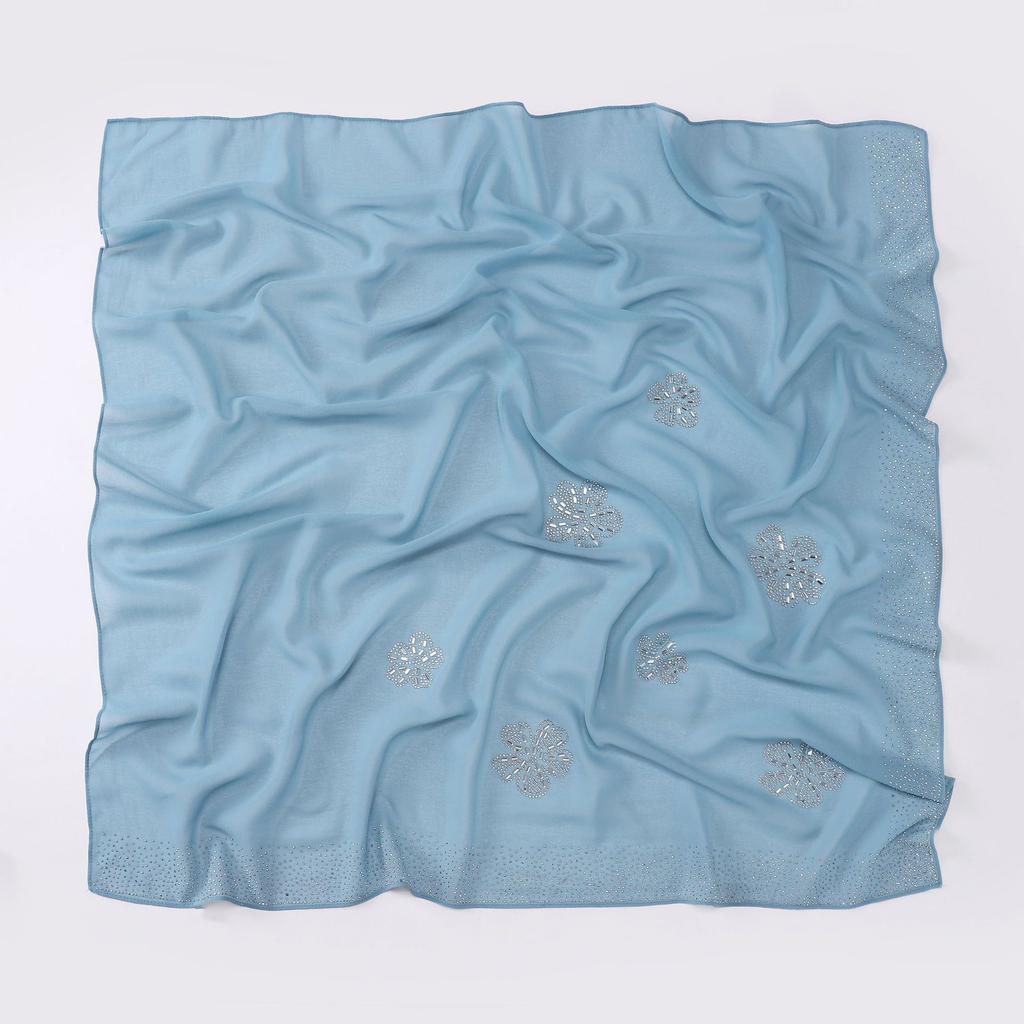 Women S Floral Rhinestone Chiffon Square Scarf For All Seasons