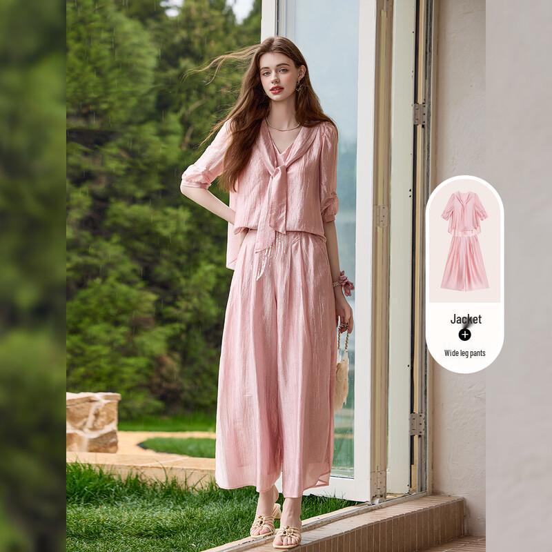 Women's French Style Lightweight Two-Piece Pants Set
