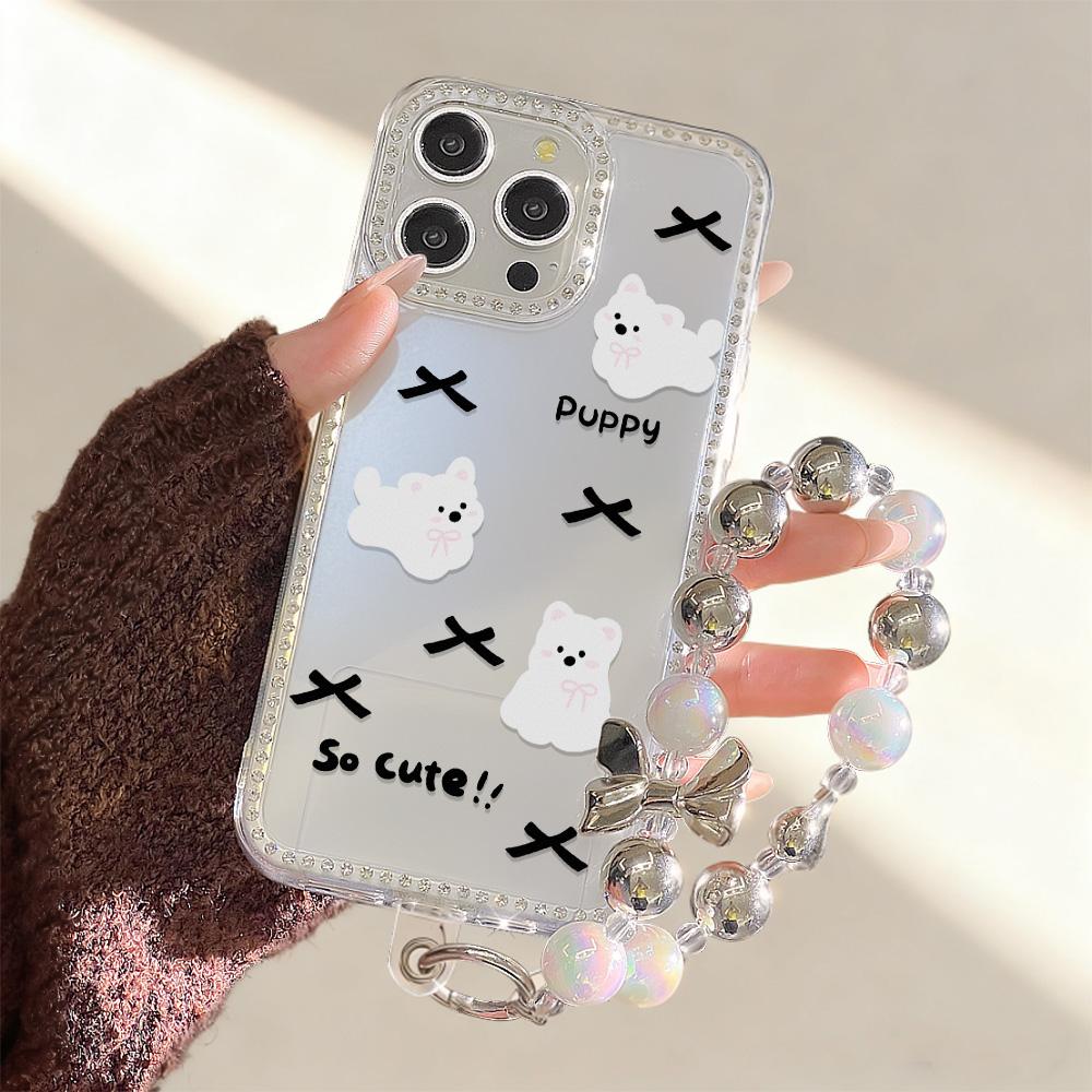 Bracelet Chain Phone Case For iPhone 17 16 15 13 14 for 17Air 17 12 14 16 Pro 17 14 16 Pro Max Sparking Diamond Cute Pattern Hard Cover With Lanyard