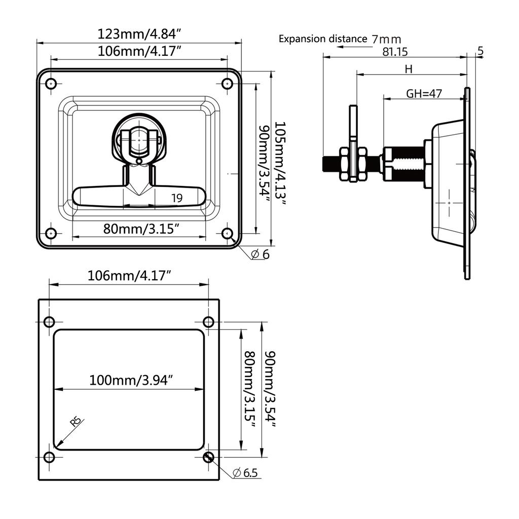 Multifunctional T Type Lock Latch with Foldable Handle for Boats Campers Truck Panel Trailer Secure Cabinet Door Locking