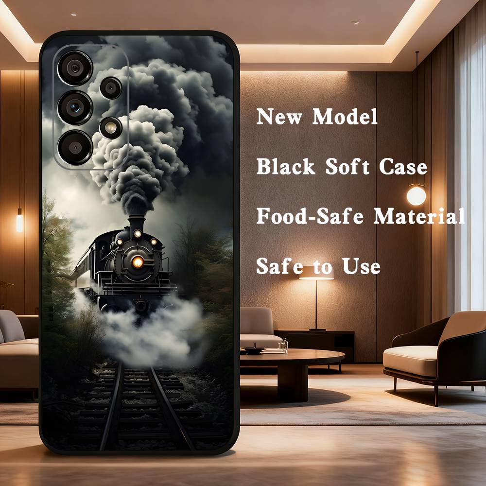 

Classic Steam Train Railway For Samsung Galaxy A73,31,Note,22,71,53,32,72,41,8,9,52,J7,Soft Black Silicone Cover Case SamsungNote10Pro