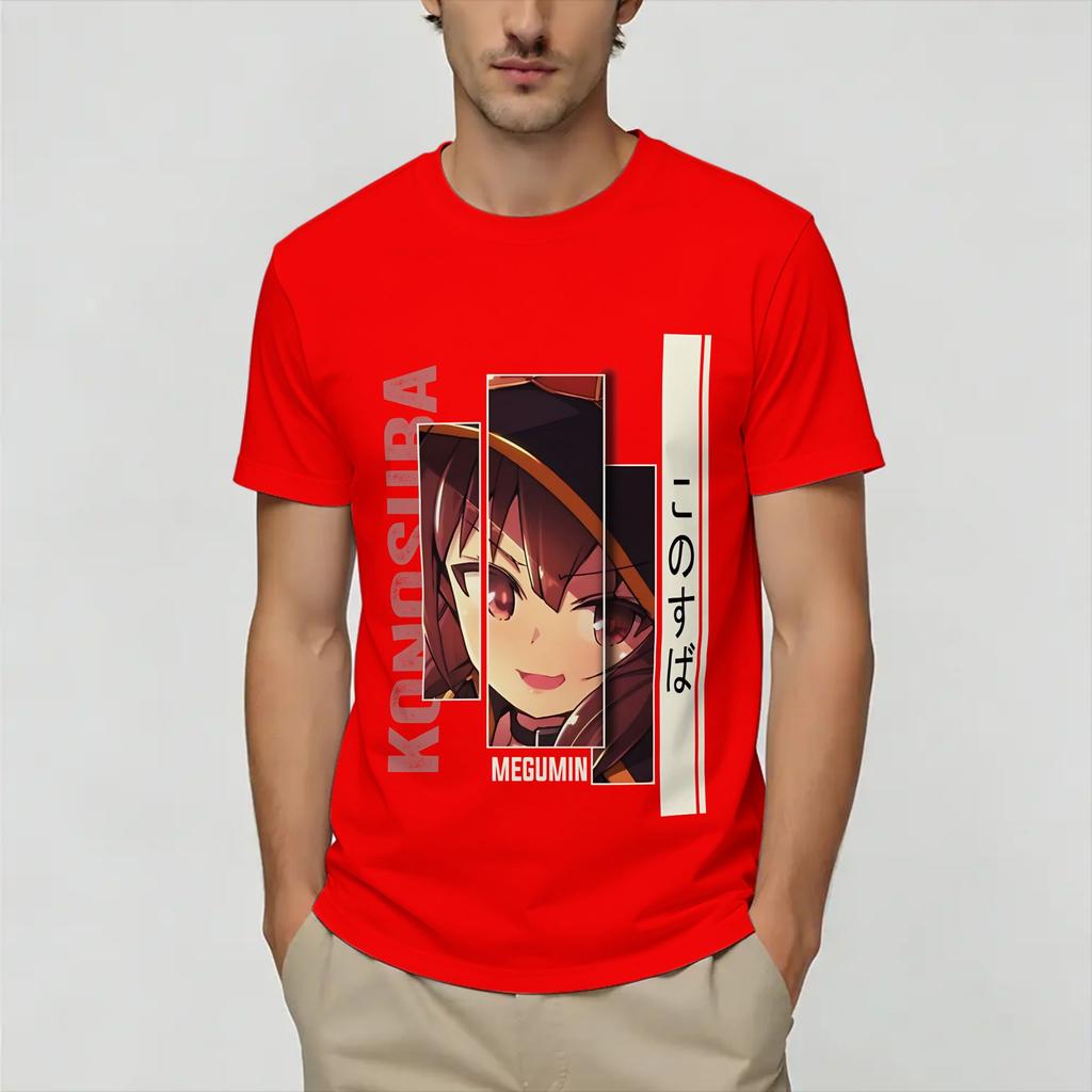 Megumin KonoSuba T Shirt for Unisex Pure Cotton Funny TShirts Crewneck Tees Short Sleeve Tops Gift Idea