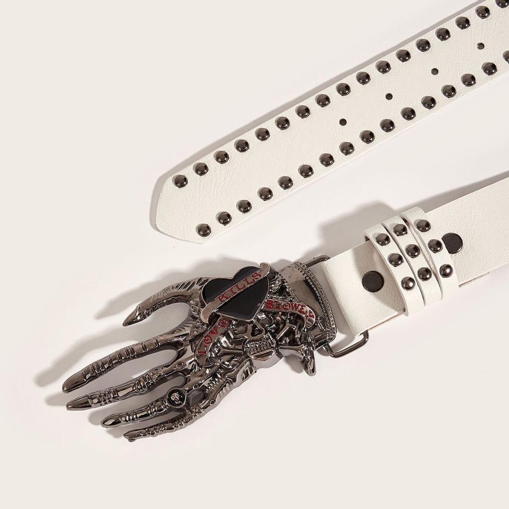 Gothic Punk Leather Y2k Belt For Women Men Metal Buckle Waist Strap Designer Luxury Female Jeans Trouser Decorative Waistband