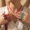Colorful Geometric Square Beads Crystal Necklace with Zircon Heart Design