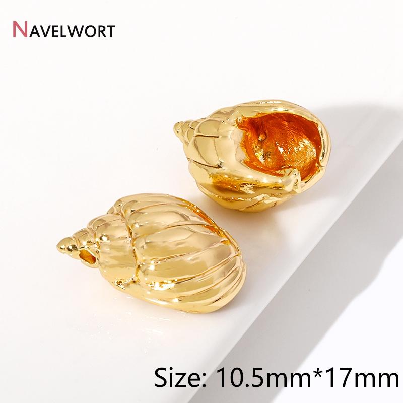 2Pcs 14K Gold Plated Brass Metal Conch Pendant,Charms For Jewelry Making,DIY Earring Bracelet Necklace Making Findings Supplies