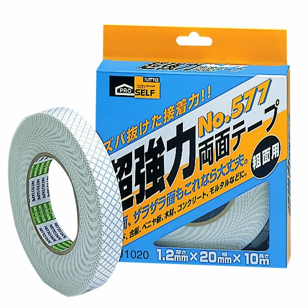 

Nitoms Super Strong Double-Sided Tape for Rough Surfaces (Box) No.577 Gypsum Board Concrete Temporary Fixation Width 20mm x Length 10m PROSELF