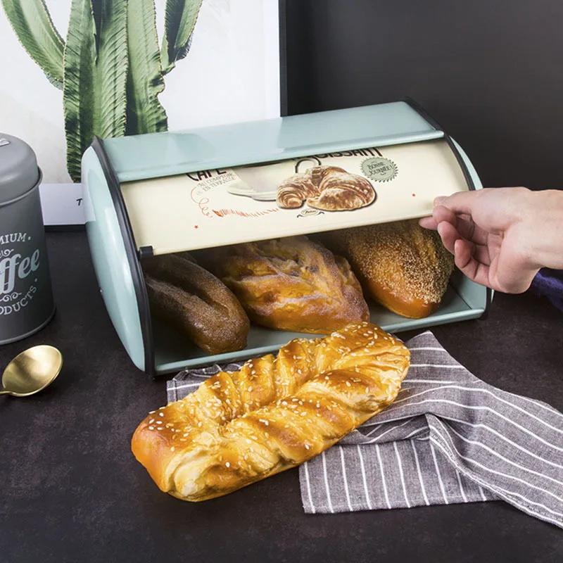 Kitchen Metal Bread Box ,Desktop Food Container ,Outdoor Picnic Snack Box ,Convenient Flip Cover Bread Bin Kitchen Organizer