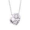 White Clover Pochacco Sanrio Characters Dancing Stone Necklace Pendant Open Heart Silver Color 925 Cubic Zirconia SAPOC-N005RD