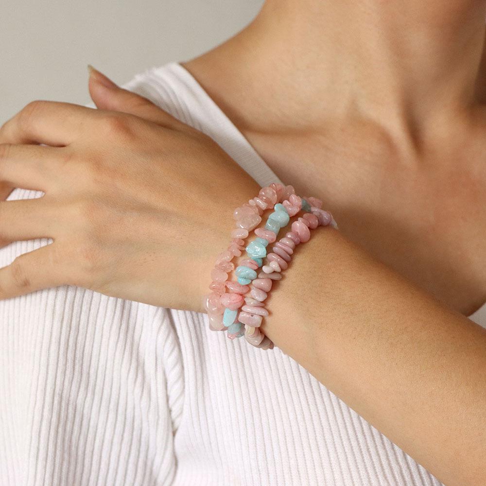 Hot Natural Chip Stone Bracelet 3Pcs/Lot Energy Crystal Gems Greval Beads Bracelet Set For Women Chip Jewelry Men Bangle Stretch