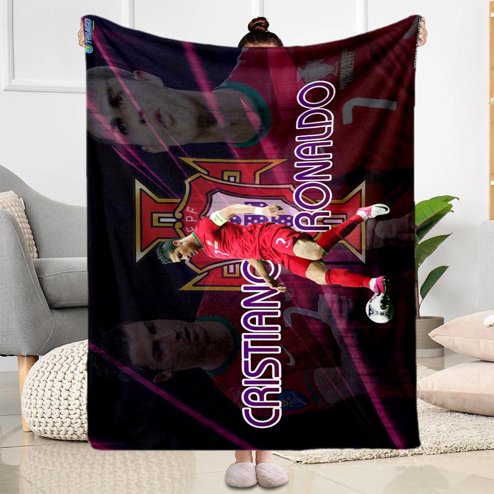 Cristiano Ronaldo Portugal Flag Blanket Soft & Cozy Great for Office Chair Bed Livingroom for All Occasions Modern Style