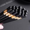 10 Pairs Plastic Chopsticks Black Gold Non-Slip Grip Micro-Tip Design Chopsticks Ergonomic Cylindrical Sushi Sticks for Chinese Japanese Food Elegant