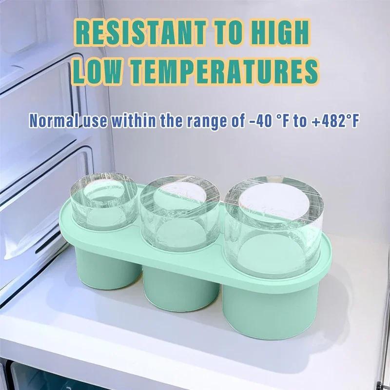 Ice Cube Tray Compatible with Stanley Cup Silicone Ice Cube Molds with Lid & Bin 3 Hollow Cylinder Ice Mold for Tumbler 20-40Oz