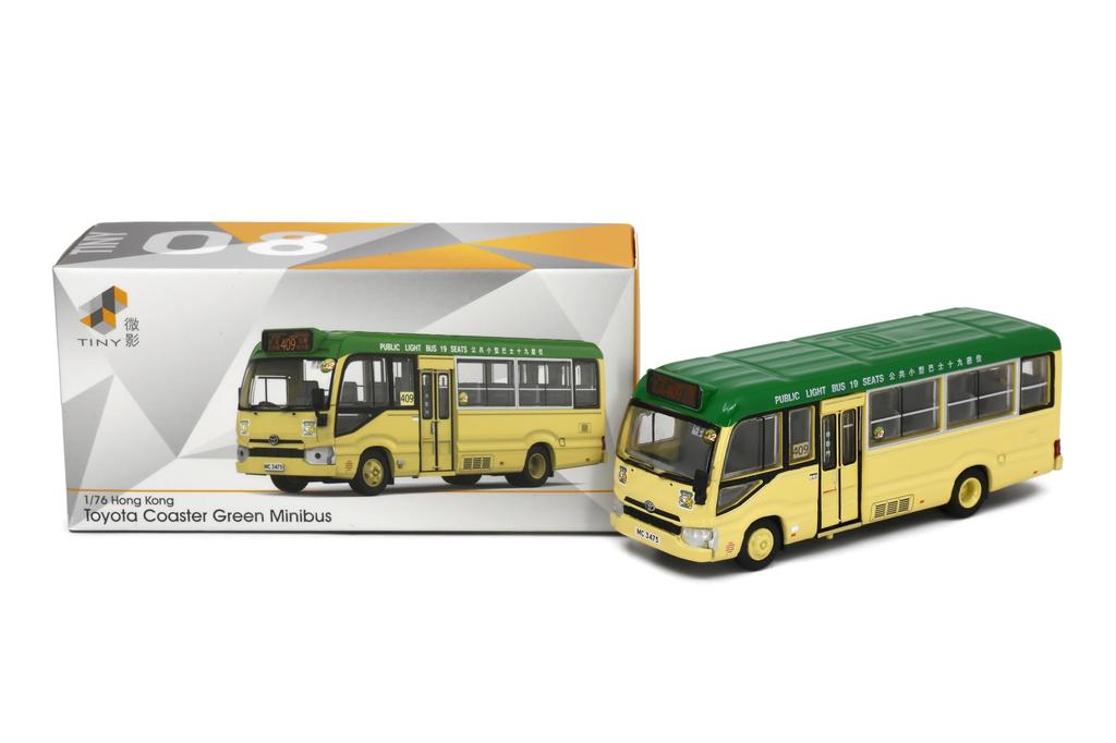 Tiny City Toyota Coaster Green Diecast Model Car No.180 (B70) Minibus, (19 seats),