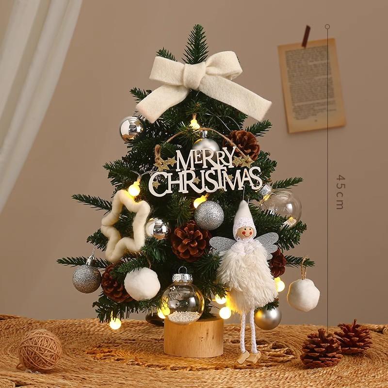 DIY Mini Christmas Tree Set Desk Home Office Hotel Window Decor 45cm 60cm PET Artificial Xmas