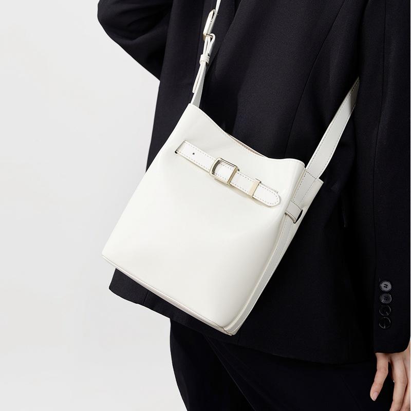 Retro Damen Einzelschultertasche Bucket Bag Rindsleder Umhängetasche Damen Einzelschulter-Umhängetasche