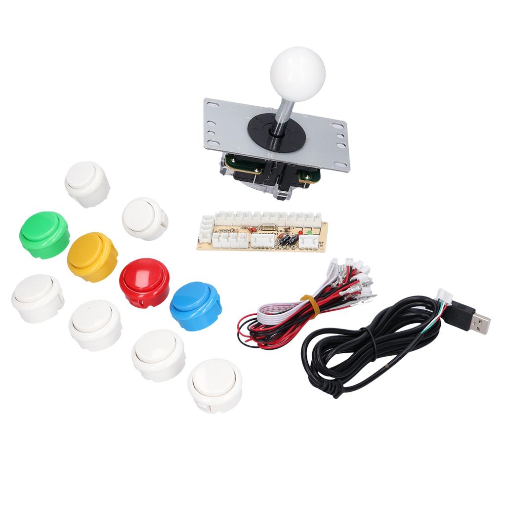 DIY Games Console Kit Single Electroplating Rocker LED Buttons Set for Arcade Games ConsoleSingle Set White
