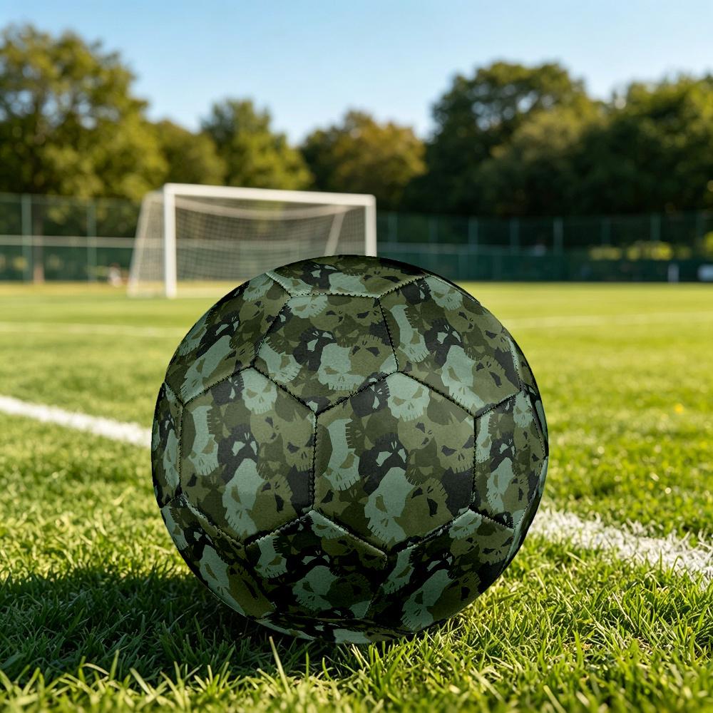 1pc Skulls Camouflage Soccer Ball Size 5 Football Machine Sewn Indoor/Outdoor Universal Football Q10