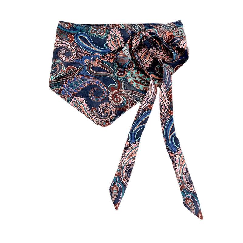 Triangular Scarf with Vintage Ethnic Print Cashew Flower Design for Women Adds Unique Fashion Flair