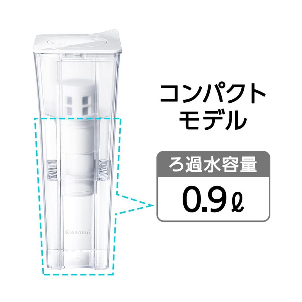 Cleansui Water Purifier, Pitcher Type [Genuine Manufacturer Product, Made in Japan] Includes 2 Cartridges [Main Unit CP012W-WT] Filtration Capacity: 0