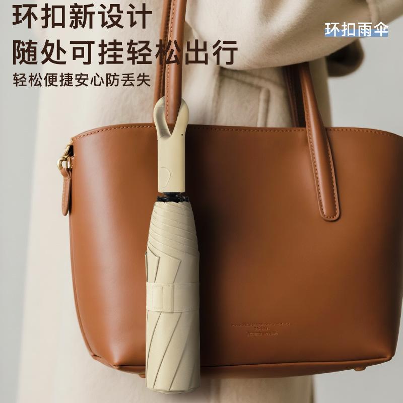 New three-fold eight-bone vinyl automatic umbrella lock handle three-fold men's umbrella sunscreen