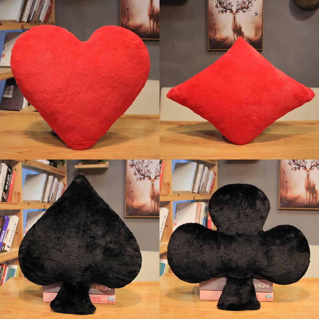 Classic Card Suit Plush Pillow With Soft Short Plush Cover For Home Decor And Lounge Comfort