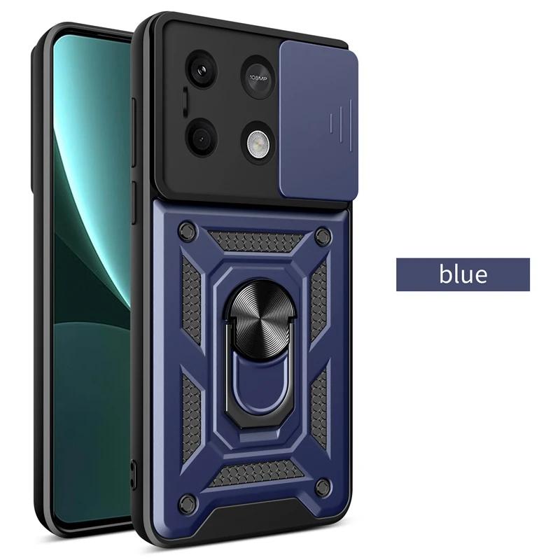 Armor Case For Xiaomi Poco F6 X6 M6 Pro M5 F5 X5 GT C65 C40 4G 5G Cover Lens Protection With Ring Magnetic Holder Coque Fundas