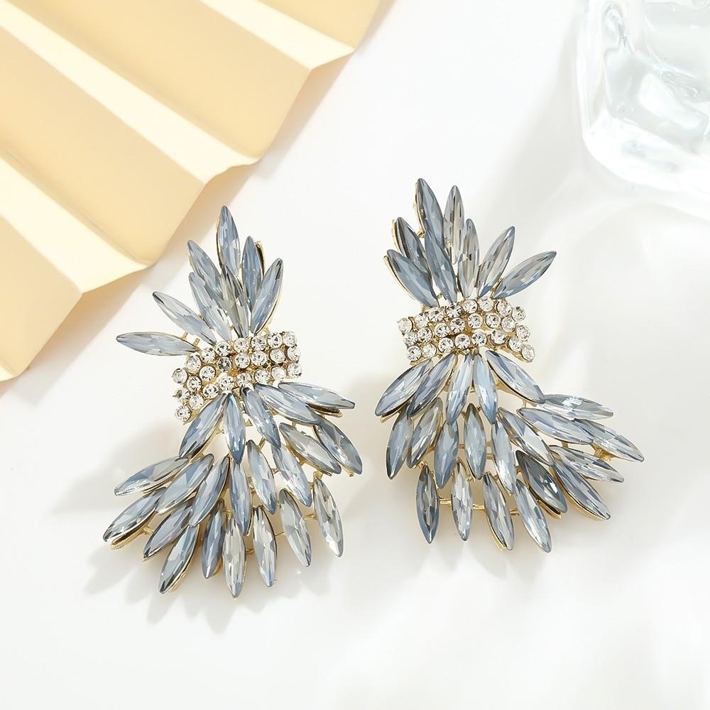 Exaggerated Wing Earrings Shaped Like Leaves Crystal Earrings Wheat Drop Earrings  Gift for Women