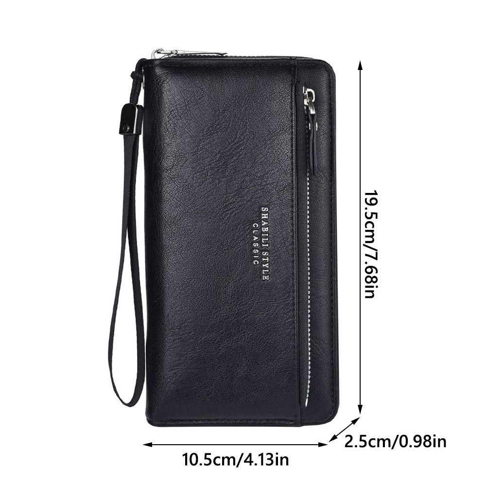 Fashion PU Leather Men Wallet Multi-card Slot Card Holder Clutch Bag Large-capacity Zipper Long Wallet