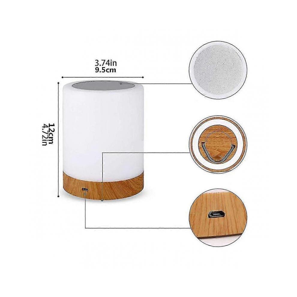 Led Colorful Creative Wood Grain Rechargeable Night Light Bedside Table Lamp Atmosphere Light Touch Pat Light