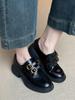French platform loafers 2025 spring new round head versatile retro British thick heel Mary Jane small leather shoes women