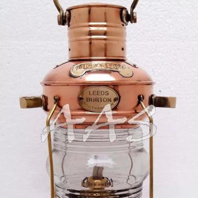 Lampa naftowa kotwiczna z miedzi i mosiądzu ~ Latarnia morska na statek ~ Światło łodzi