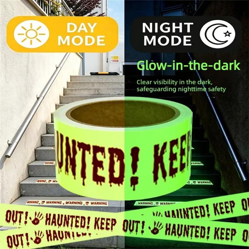 Halloween Luminous Warning Tape 3M Glow in Dark Party DIY Decoration for Haunted House Garden Yard Indoor Outdoor Stage Use