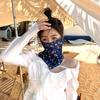 Women Floral Printing Breathable Scarf Mask Bandana with Ear Loops Neck Gaiter Summer UV Sun Protection Face Cover