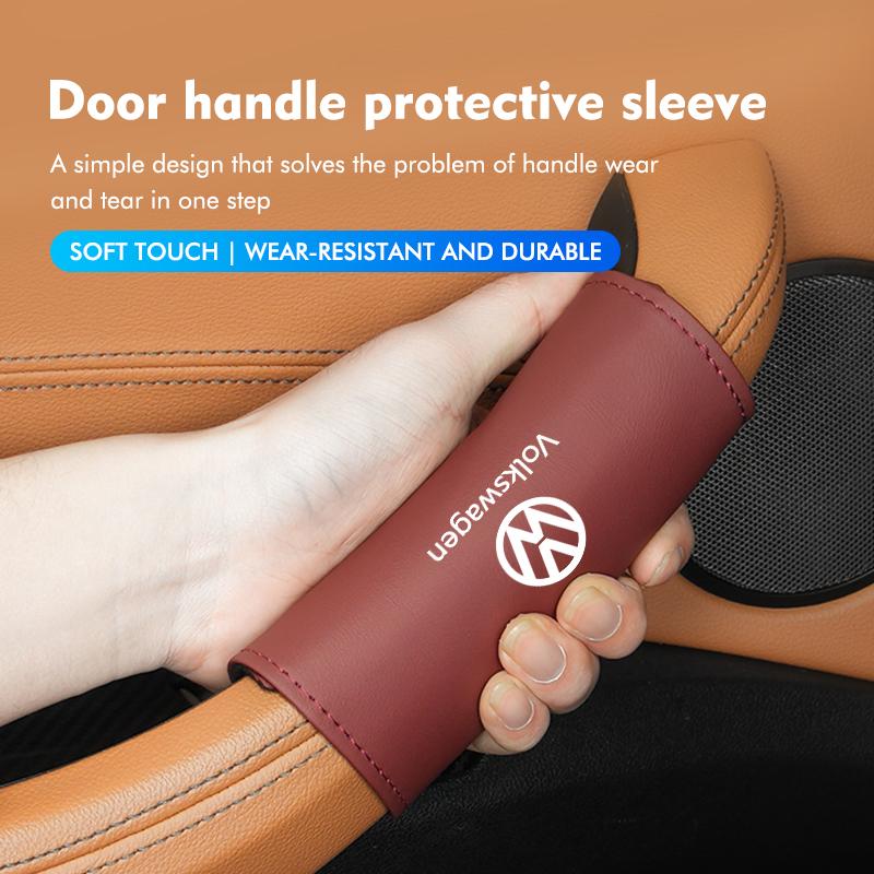 RUN1 Car Door Inner Handle Protector Armrest Handle Decor Cover For Volkswagen VW Scirocco Passat Polo B5 B6 B7 CC Tiguan Sharan