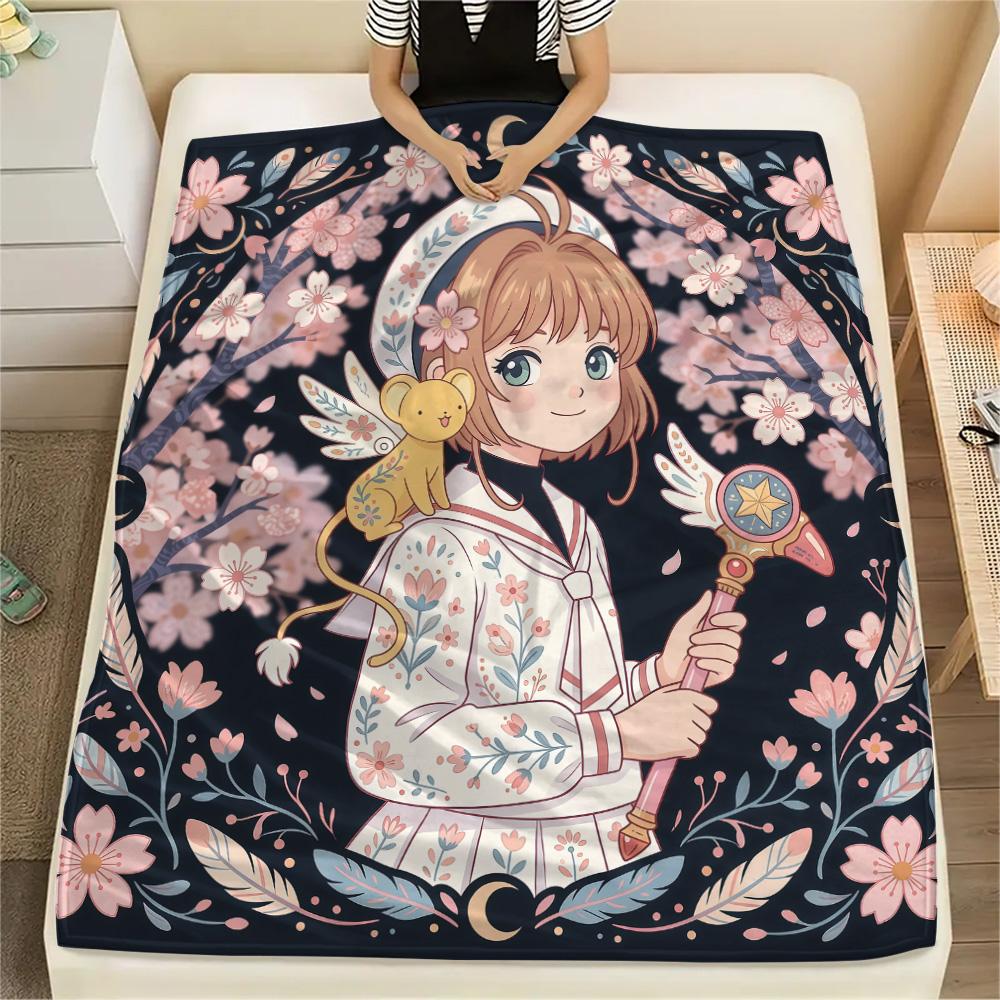 Cardcaptor Sakura Kinomoto Sakura Theme Collection flannel blanket, stylish for home decor, great gift choice