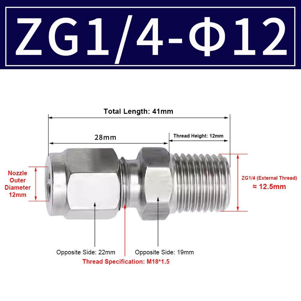 1Pcs Stainless Steel Quick Fitting 304 SS Metric ZG Pipe Fitting Tube Connector  for Oil Water Gas