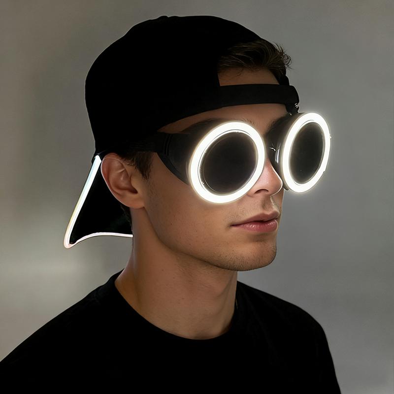 Gafas LED Creativas Intermitentes Montura Redonda Gafas Iluminadas Gafas de Sol Brillantes Para Fiesta Nocturna Bar Club Festival Recuerdos de Fiesta