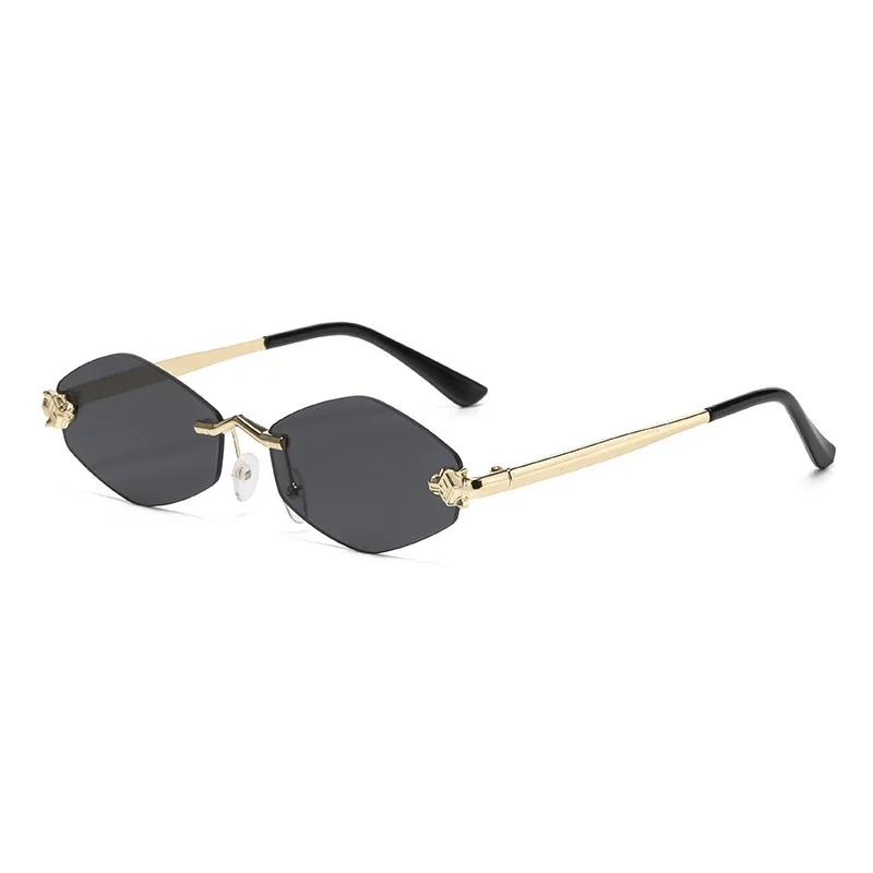 Frameless Sunglasses Women Men Retro Brand Design Metal Small Diamond Frame Vintage Rhombus Rimless Shades UV400 Glasses