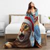 Cat Selfie with Santa Blanket  Warm Comfortable Plush Throw Blanket For Kids Adult Living Room Flannel Bedspread Bed Cover