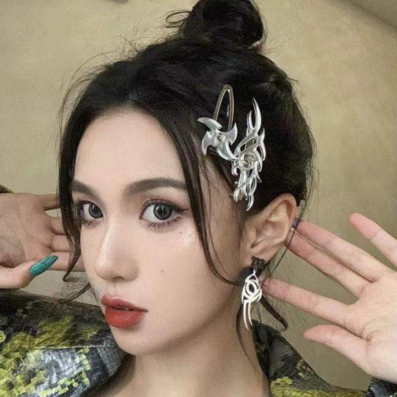 Punk Flame Dragon Duckbill Clips Totem Hair Side Clips Halloween Hair Grips Ponytail Decoration Cosplay Hair Barrettes