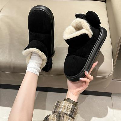 Bottes de neige 2025 hiver montantes pantoufles en coton talon compensé bottes en coton à semelle épaisse vêtements d'extérieur velours épaissi maison intérieur chaussures en coton