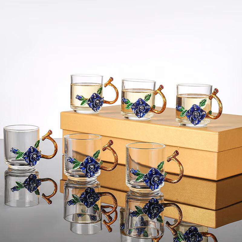 

Набор стеклянных кружек Shangqi Blue Rose, термостойких