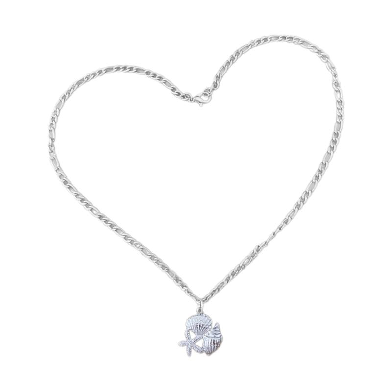 Gold and Silver Plated Necklace with Intricate Sea Shell Starfish Designs Perfect for Summer Parties and Daily Wear