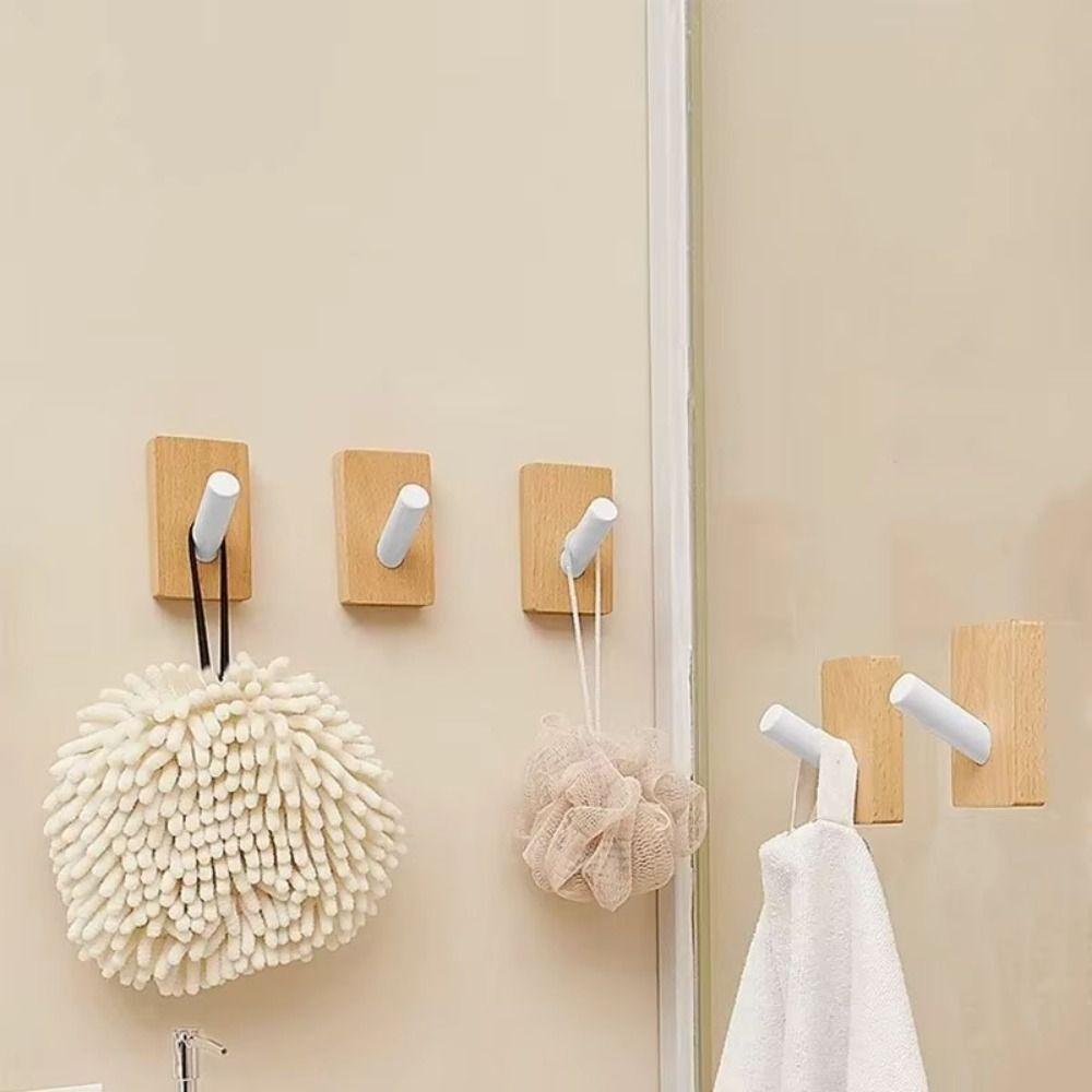 Round Design Single Hook Creamy Style Coat Hook Key Holder No Drilling Hook  Kitchen