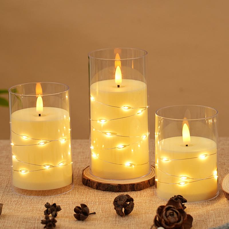 Flammenlose LED Kerzen Stern Lichterkette mit Batterie Camping Zimmer Hochzeitsfeier Dekoration Atmosphäre Realistisches Flackerndes Kerzenlicht